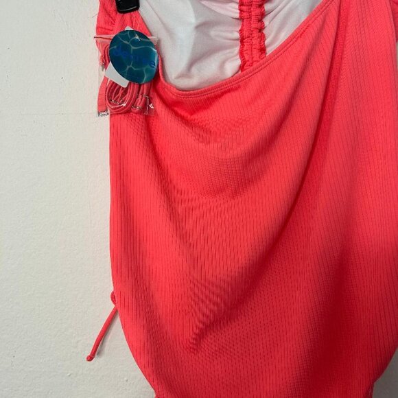 Neon Pink Ribbed Monokini with Removable Strap - Picture 4 of 7